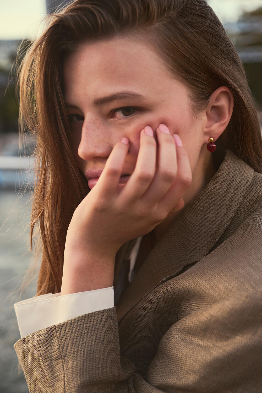 Rubina Heart øreringe - Maroon